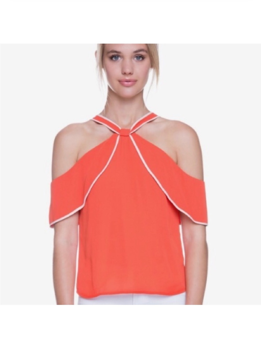 After Market Orange Off-Shoulder Women's Top with Contrast Trim